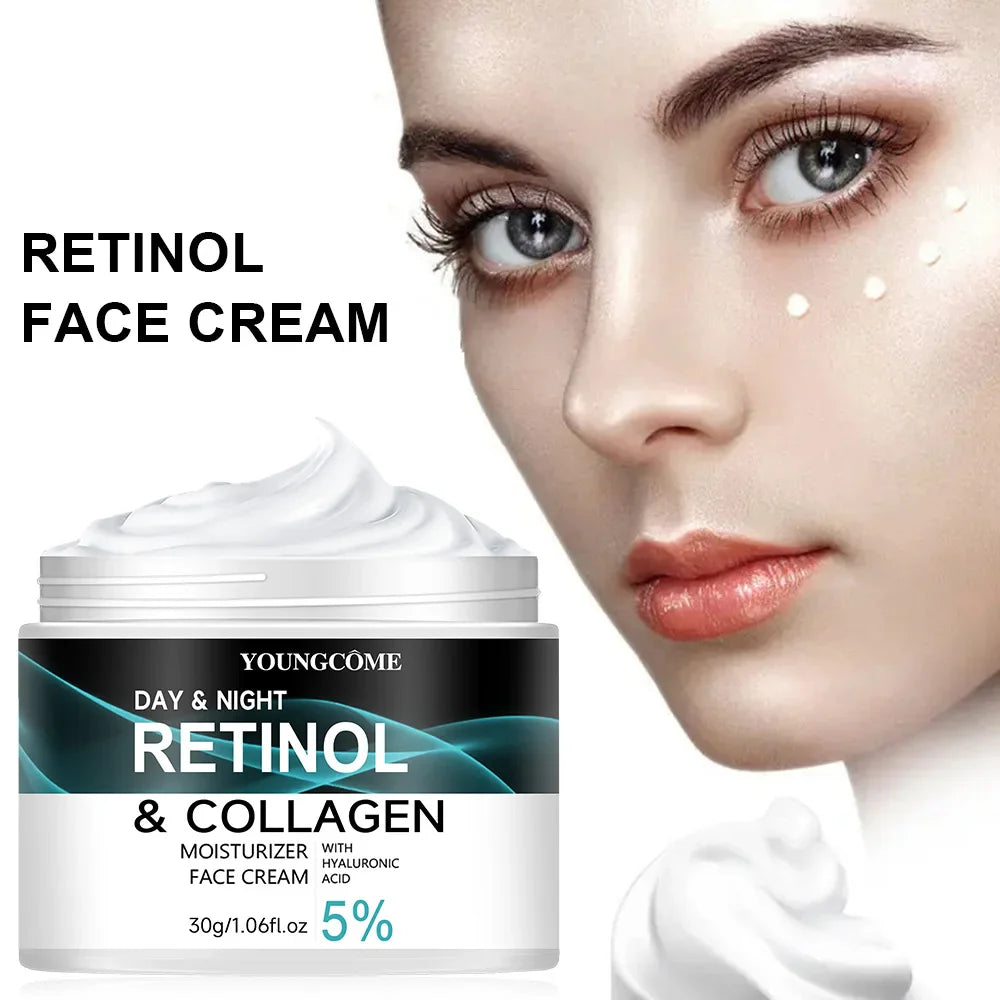 Bareskin Retinol and Collagen Face Cream lifestyle flatlay on marble surface